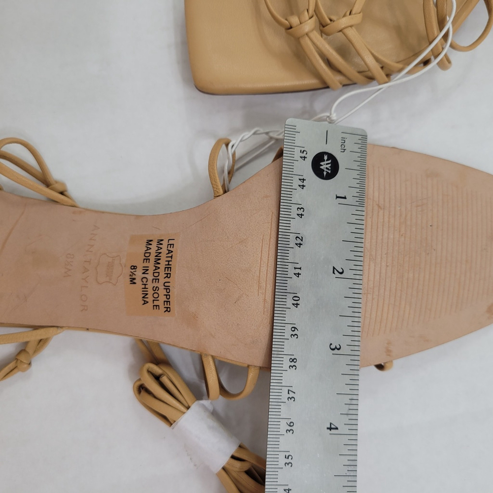 NWOT Ann Taylor Women's Knotted Leather Strappy Sandals Beige Size 8.5 - Picture 11 of 13
